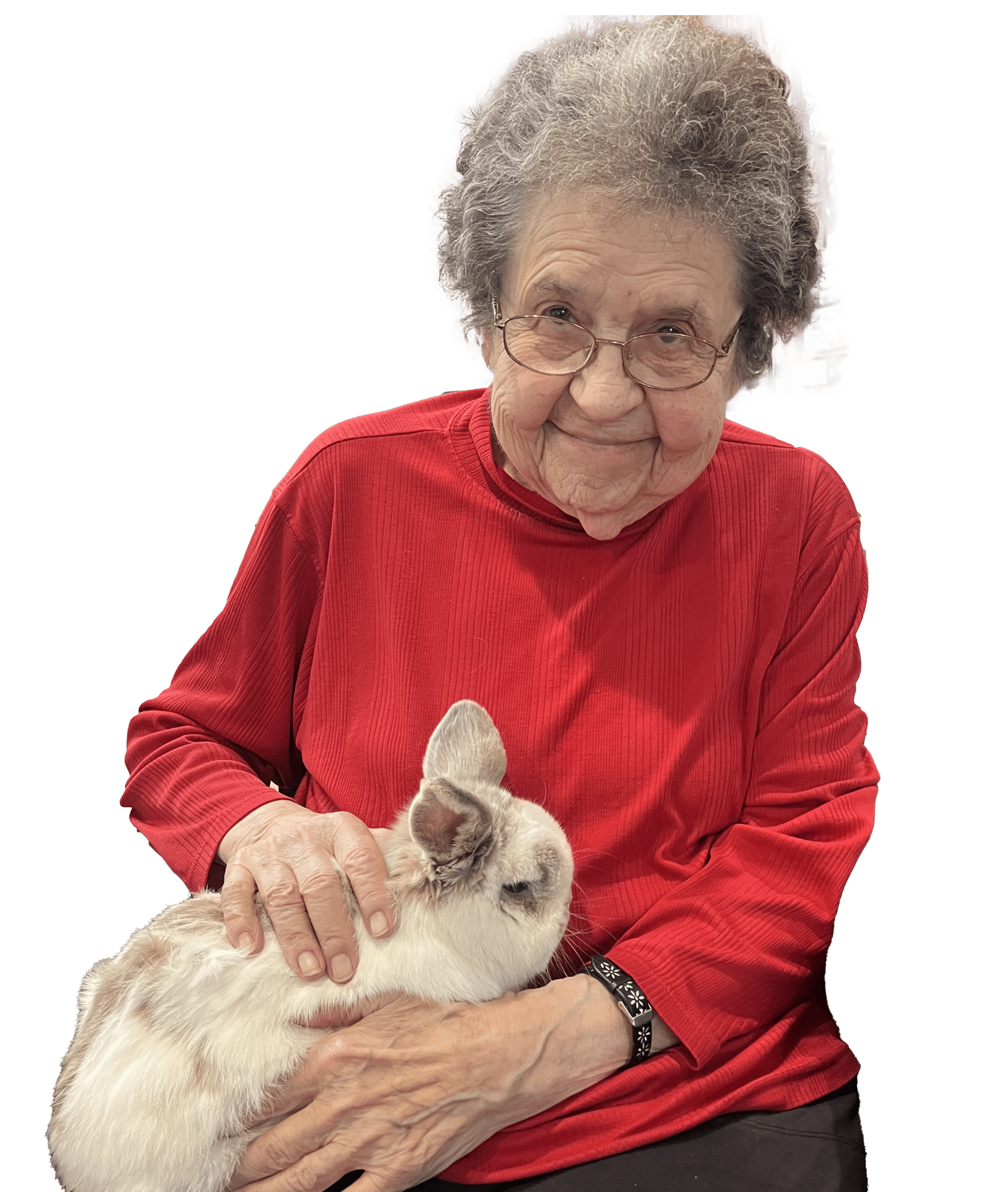 cokato manor resident holding a bunny