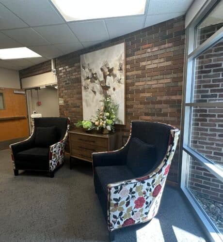 chairs in hallway at brookridge assisted living