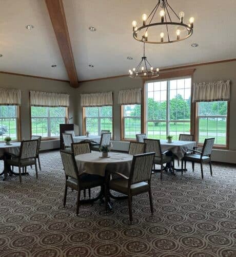 dining area tables and chairs at edgewood gables