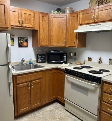 kitchen set up in room at edgewood gables